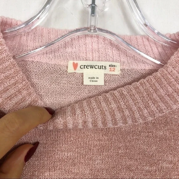Crewcuts GIRLS pink striped metallic thread sweater - Picture 2 of 4